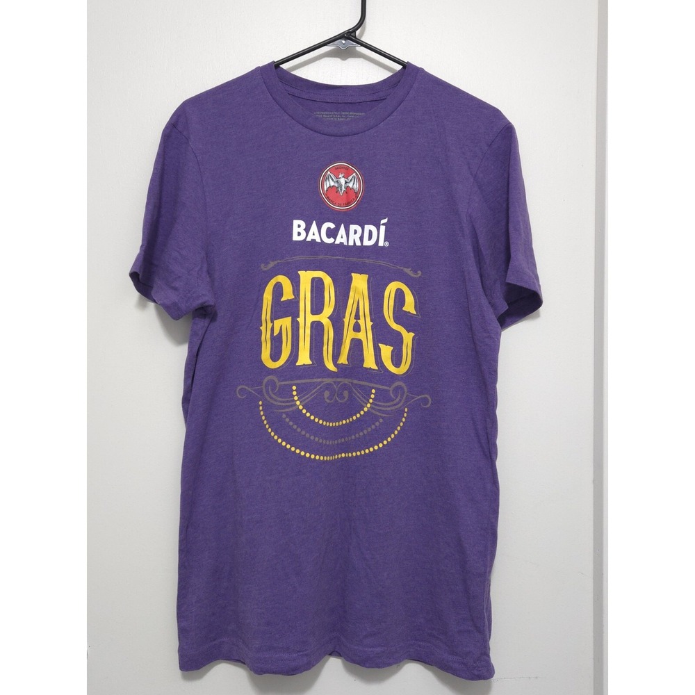 Mardi Bacardi Gras Rum‎ T-shirt Size Medium Unisex Purple Short Sleeve